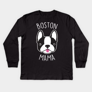 Boston Terrier Mama Kids Long Sleeve T-Shirt